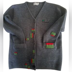 Vintage Post Office Counters LTD Collection V Neck Wool Blend Cardigan Small